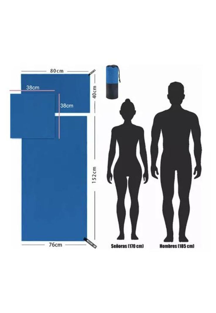 Toalla baño viaje microfibra secado rápido, pcs azul-2