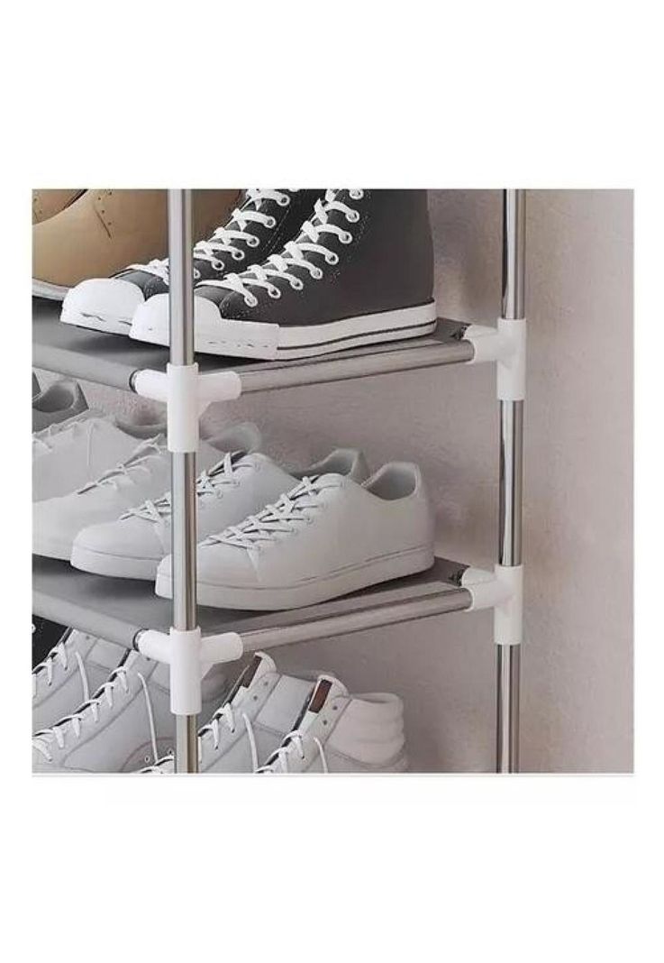Zapatero estante 27 pares 9 niveles metálico y plástico plateado-4