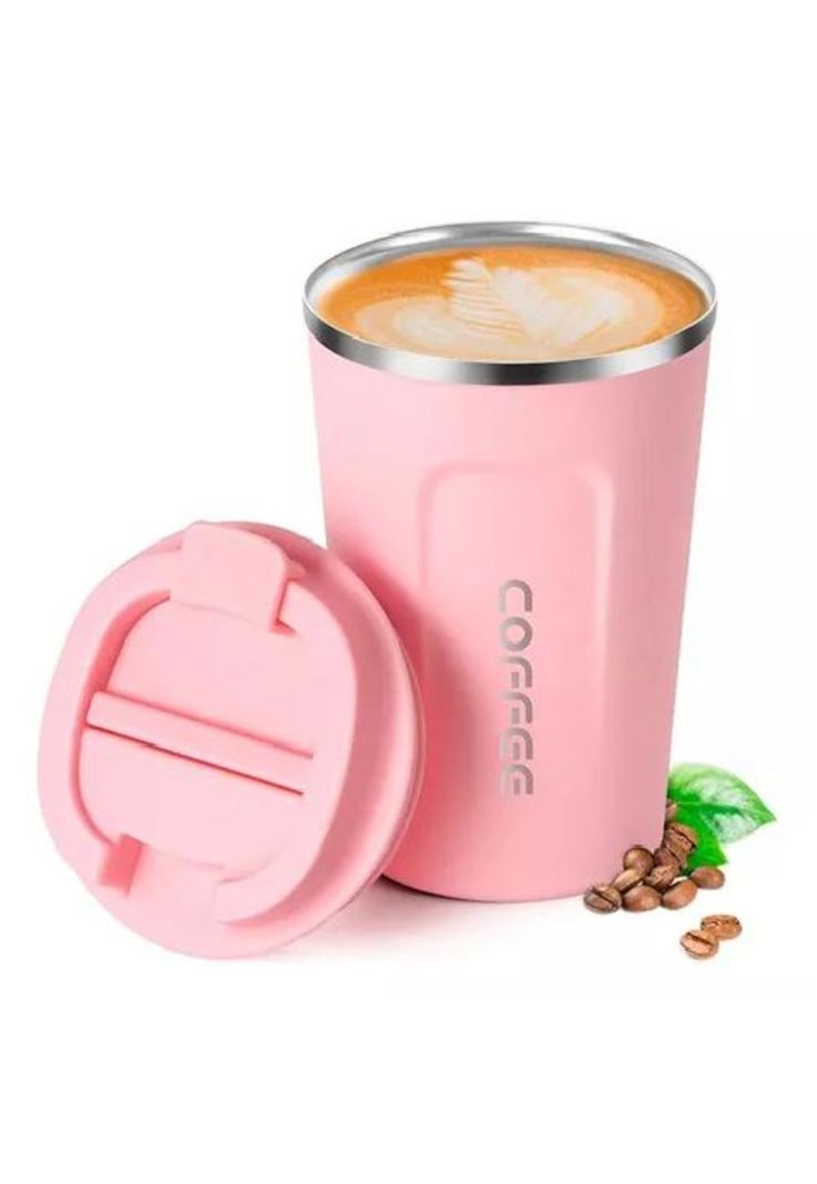 Termo para Café - Vaso Térmico Mug de 380 ml, 13 oz, Color Rosado-0