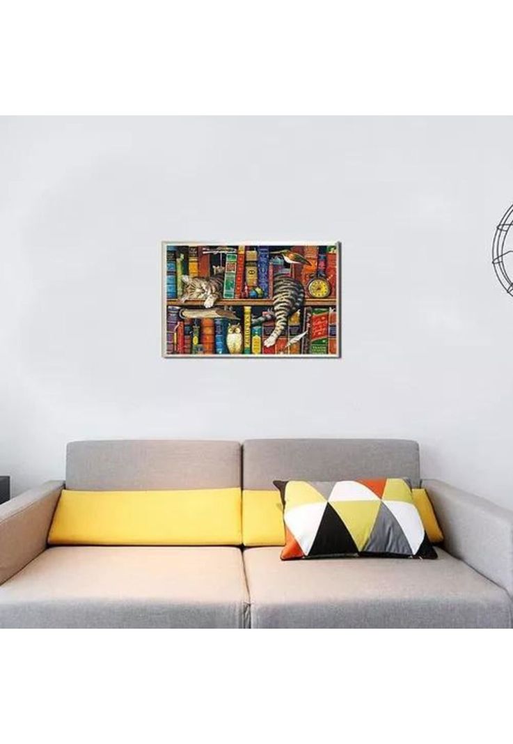 Rompecabezas 70x50cm gato y libros, multicolor-3