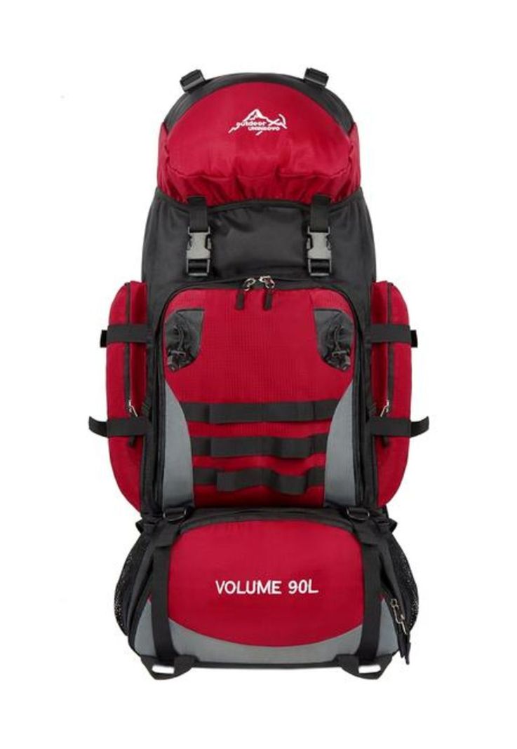 Mochila 90L camping outdoor trekking color rojo-0