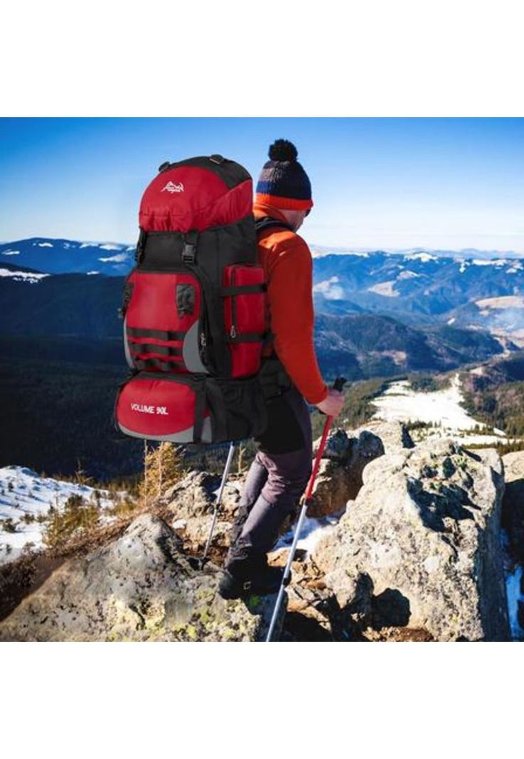 Mochila 90L camping outdoor trekking color rojo-1