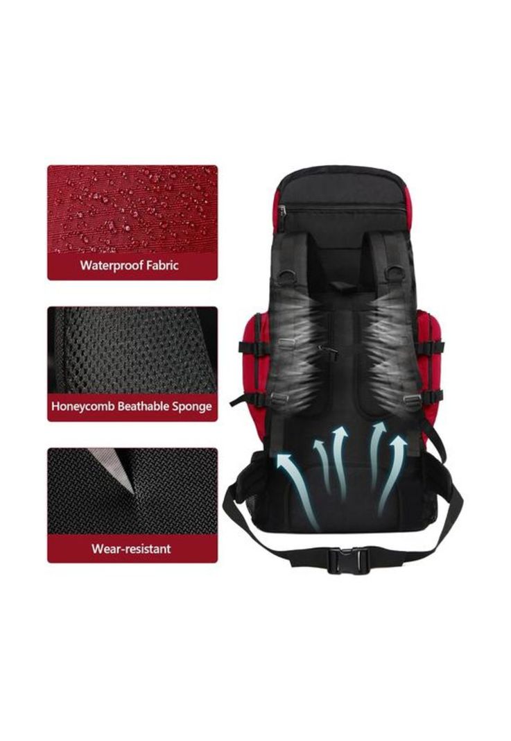 Mochila 90L camping outdoor trekking color rojo-5