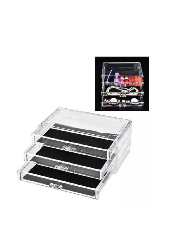 Organizador acrílico para maquillaje y cosmetiquero, color transparente-2