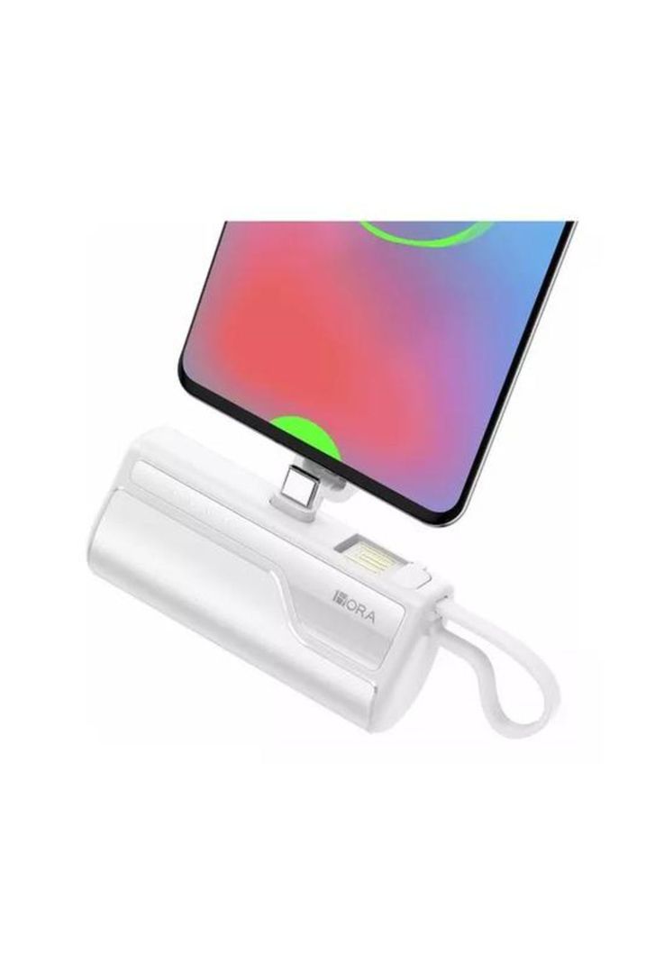Power Bank 4500mAh, salida tipo C, con 1 cable USB, color blanco-0
