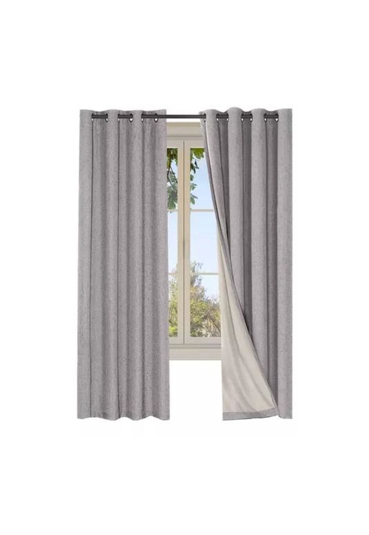 Cortina Blackout 100% 2 Paños 140x220cm Textura Lino Gris-0