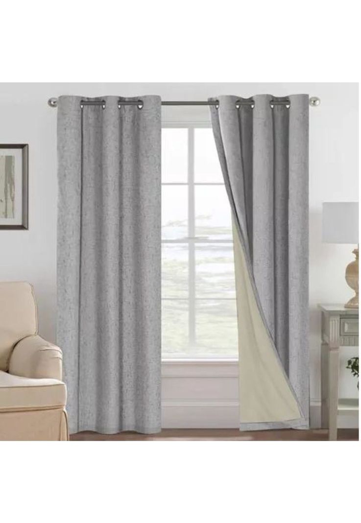 Cortina Blackout 100% 2 Paños 140x220cm Textura Lino Gris-1