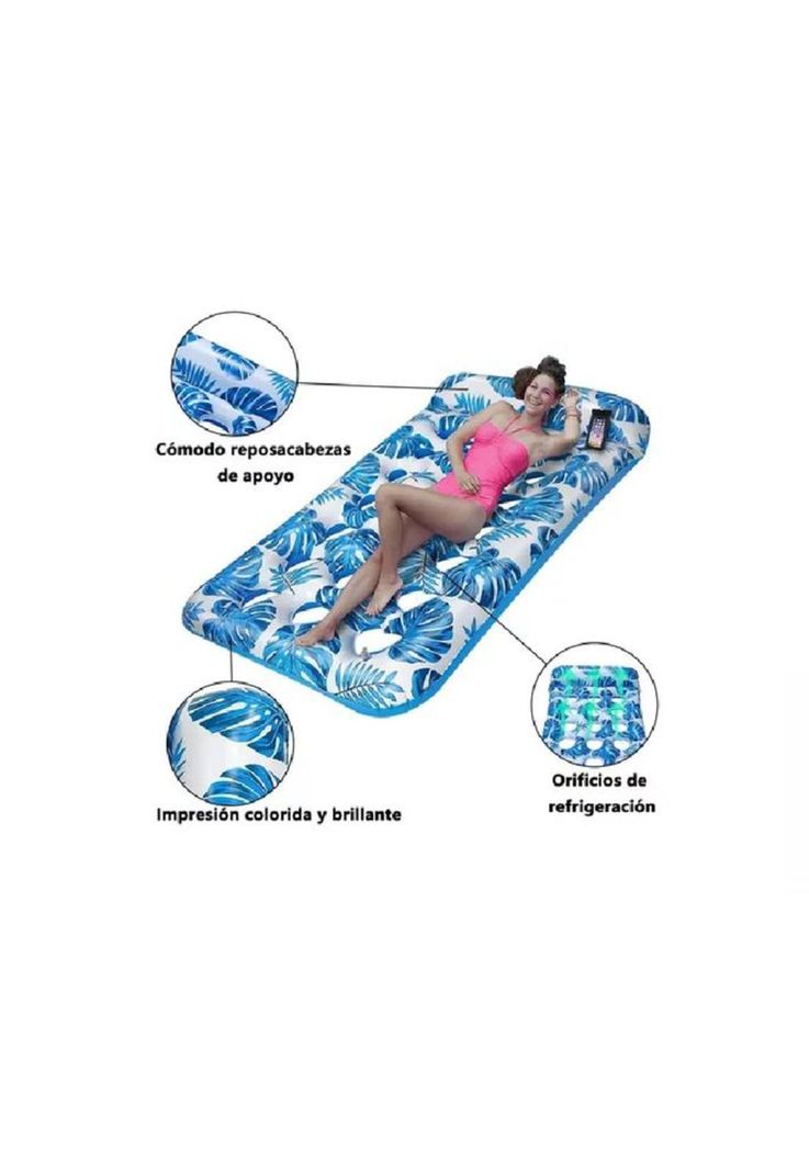 Hamaca flotante inflable adultos para piscina verano multicolor-1