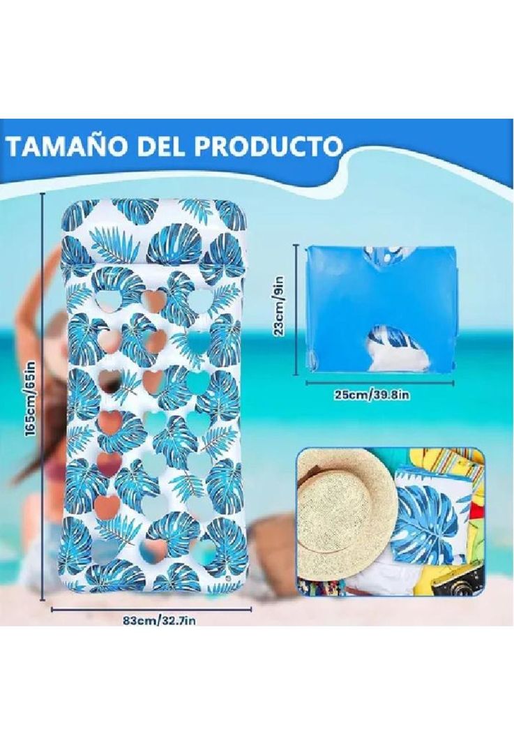 Hamaca flotante inflable adultos para piscina verano multicolor-3