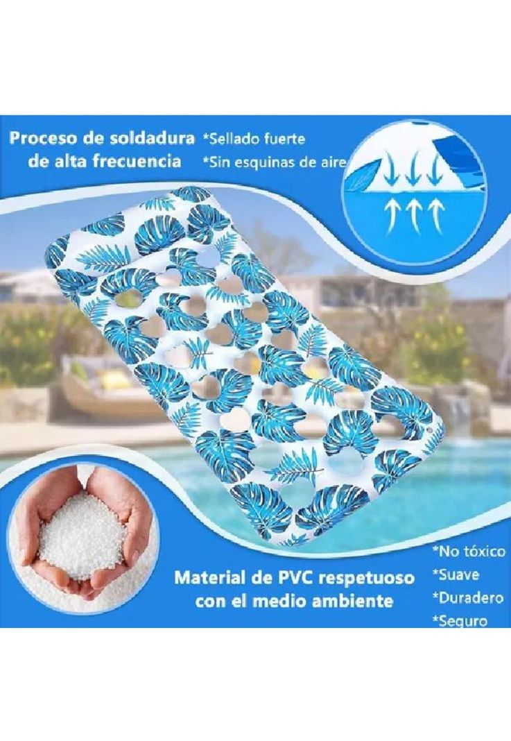 Hamaca flotante inflable adultos para piscina verano multicolor-4