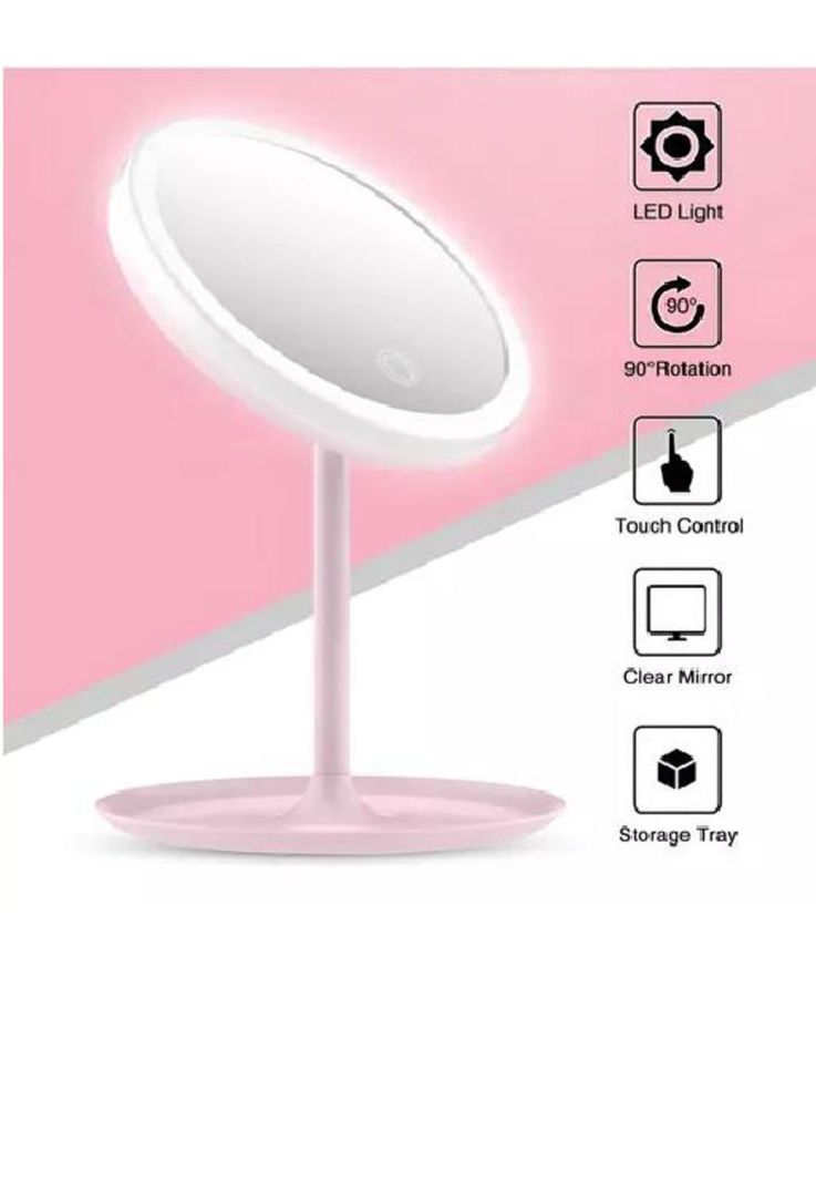 Espejo con Luz LED Maquillaje Plegable Redondo Recargable-1