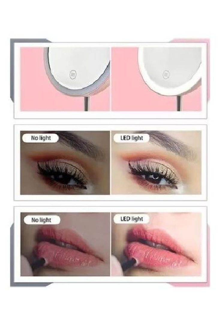 Espejo con Luz LED Maquillaje Plegable Redondo Recargable-3