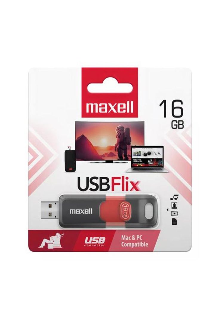 Pack de 3 Pendrives Maxell Flix 16GB 2.0, rojo-0
