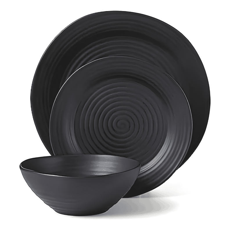 Oneida black ridge piece - juego de vajilla de 12 unidades