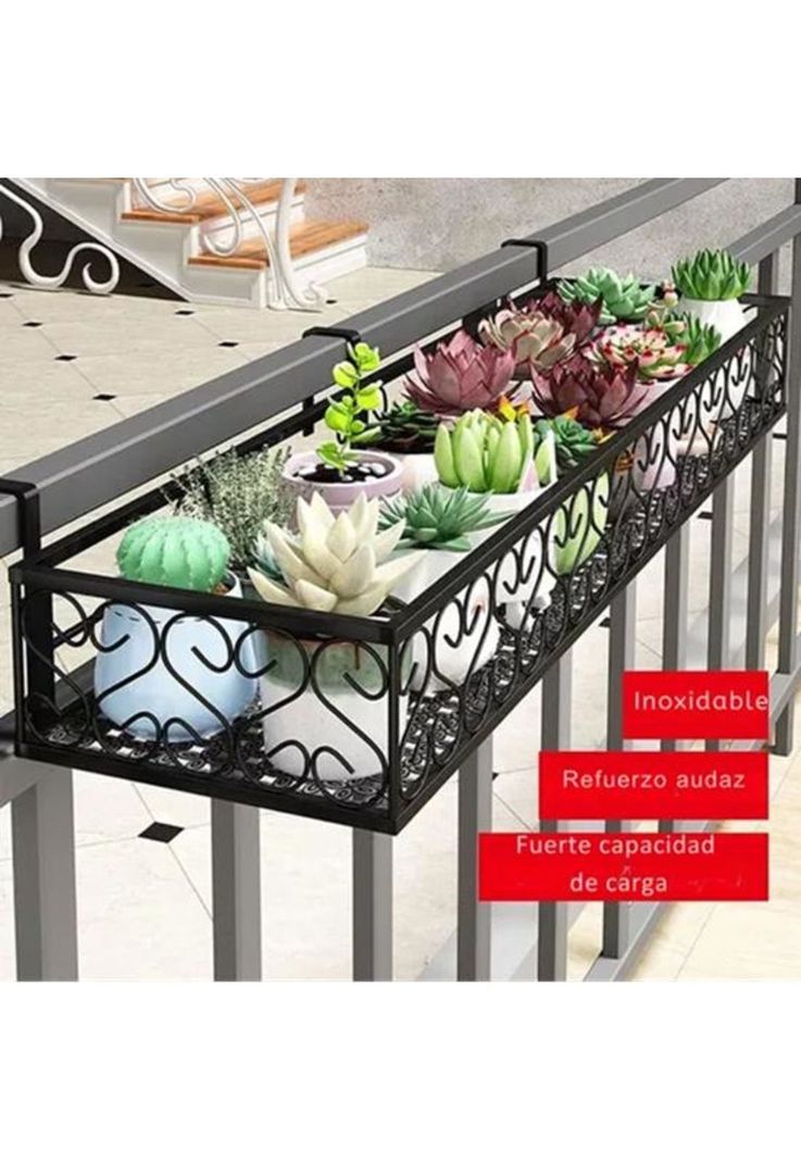 Jardinera Exterior Barandilla para Balcón 50x20x12cm-3