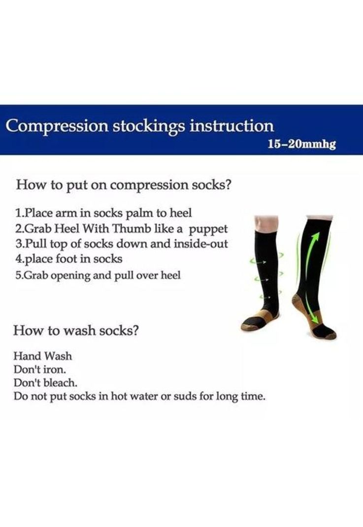 Pack de 3 medias de calcetines de fibra de cobre, compresión para varices, color negro-3