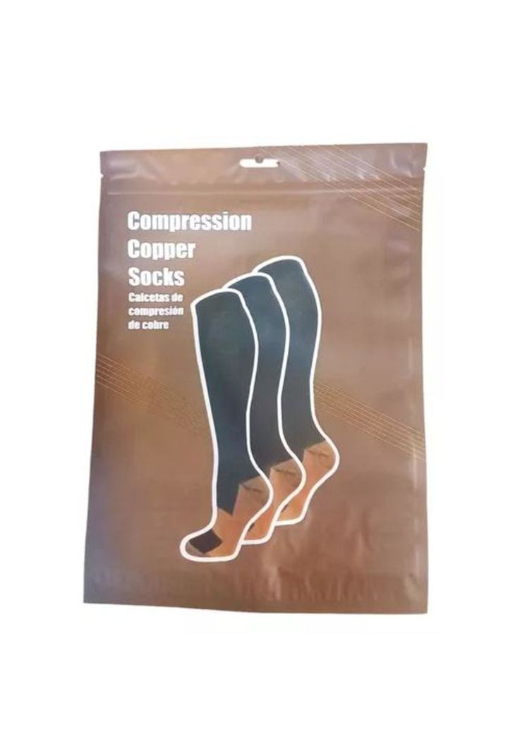 Pack de 3 medias de calcetines de fibra de cobre, compresión para varices, color negro-4