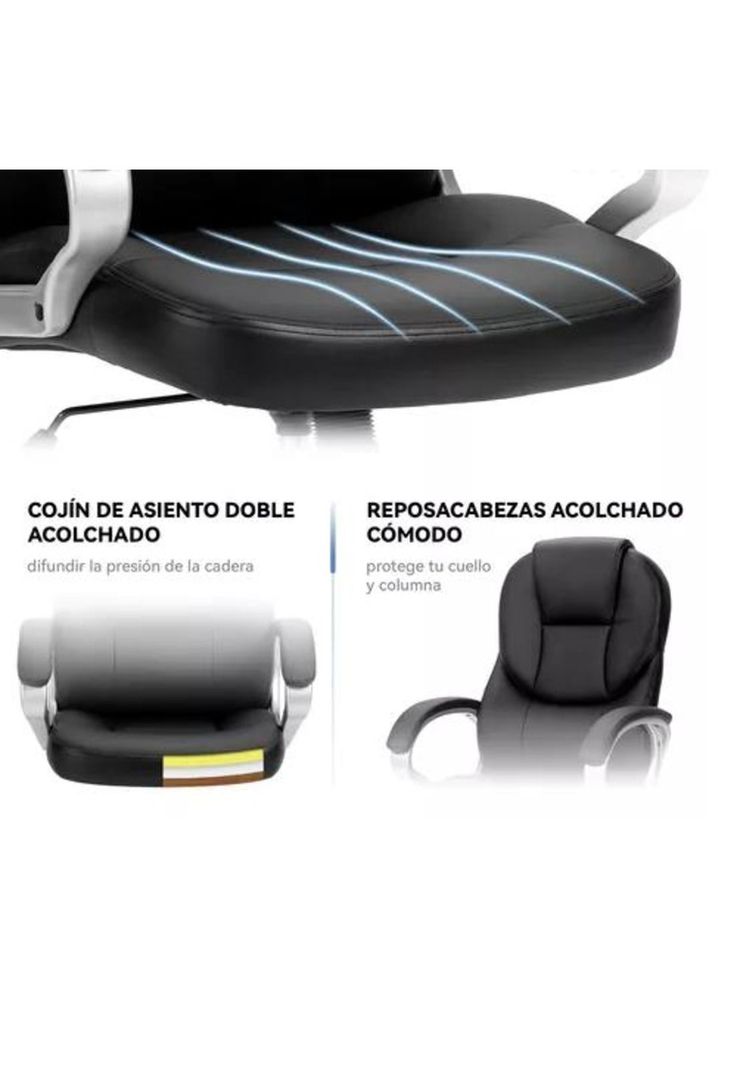 Silla de escritorio ejecutiva Emilia premium cuero color negro-4