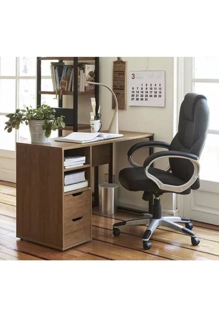 Silla de escritorio ejecutiva Emilia premium cuero color negro-6