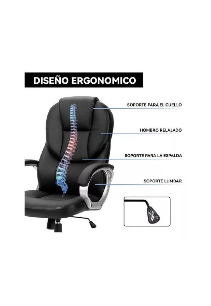 Silla de escritorio ejecutiva Emilia premium cuero color negro-3