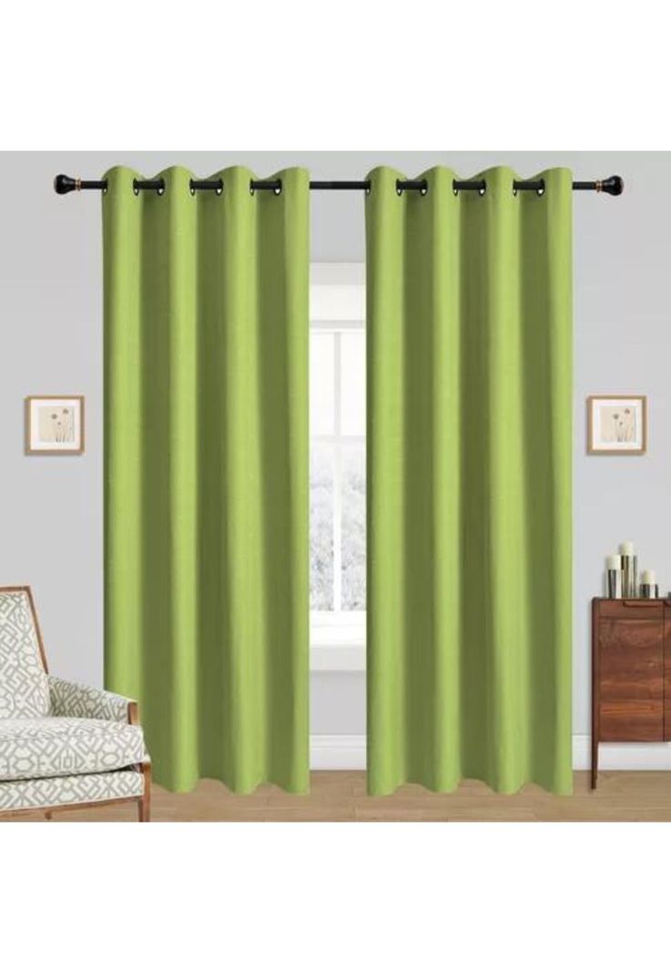 Cortina Lino Con Blackout Engomado Térmica 140x220 Verde-3