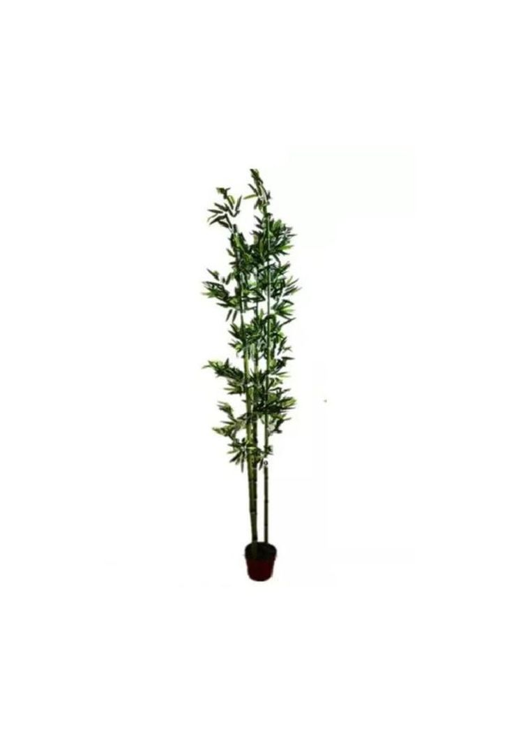 Planta Artificial Bambú 120cm Maceta Redonda Café 3 Varas-0