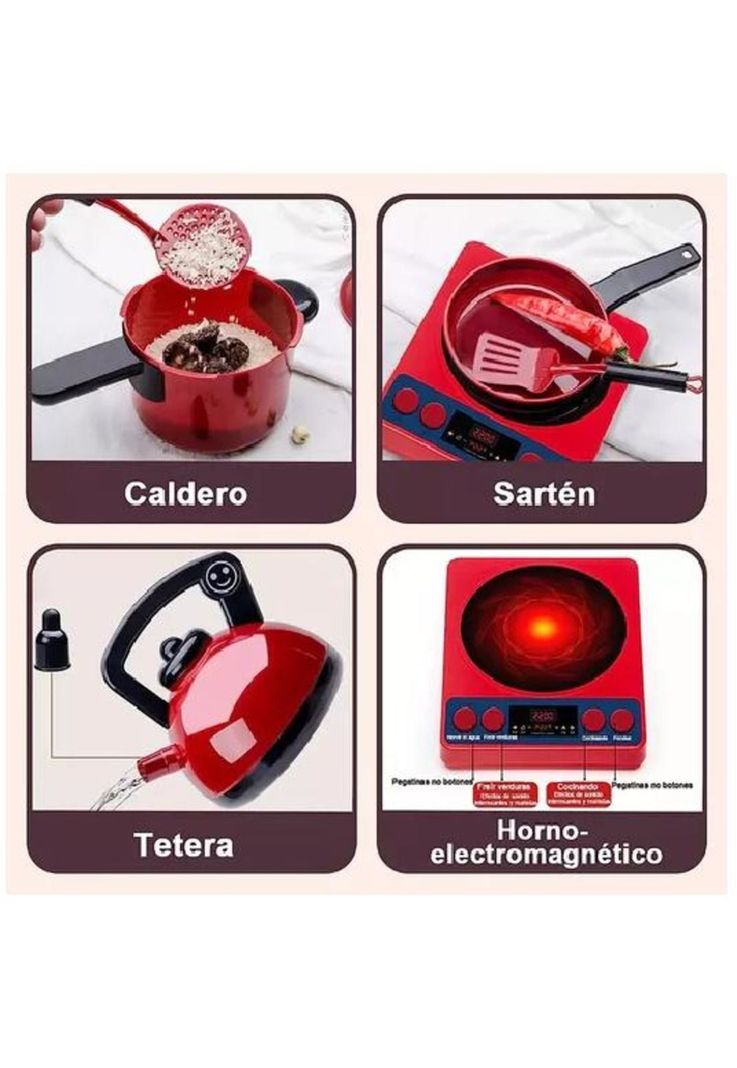 61 juguetes de cocina para niños, utensilios, cocina y alimentos multicolor-4