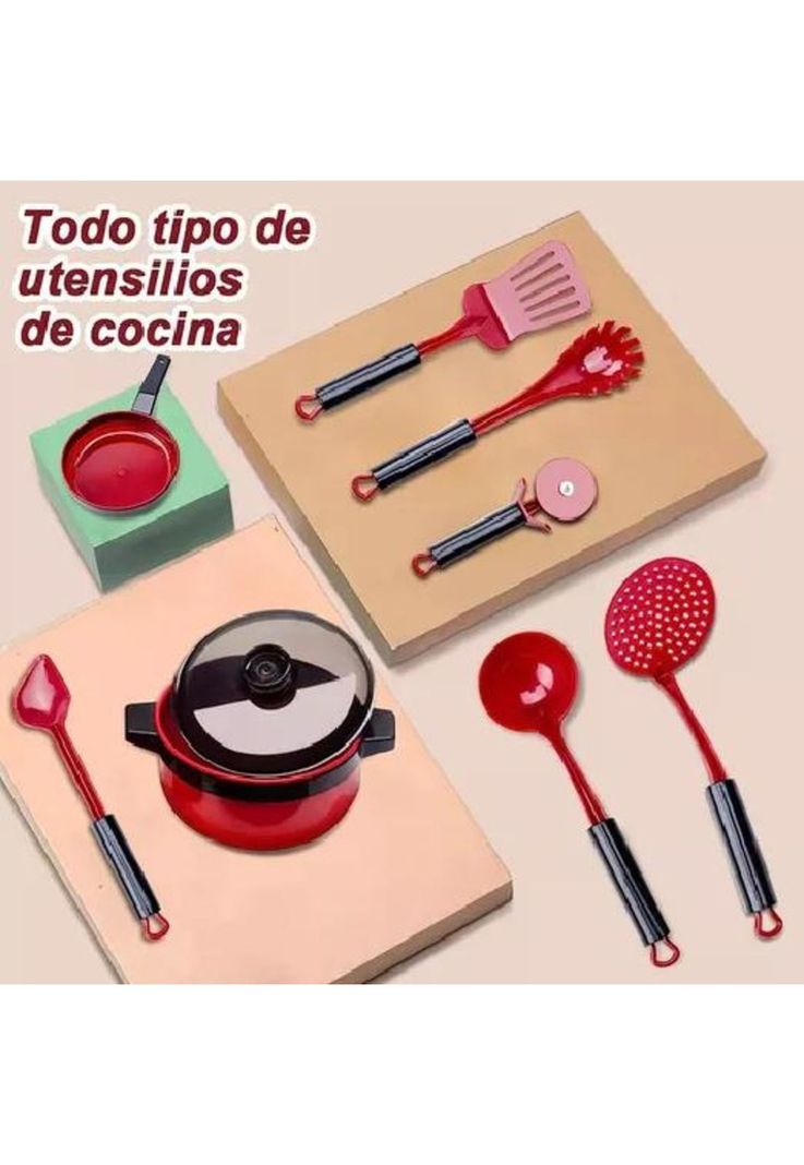 61 juguetes de cocina para niños, utensilios, cocina y alimentos multicolor-6