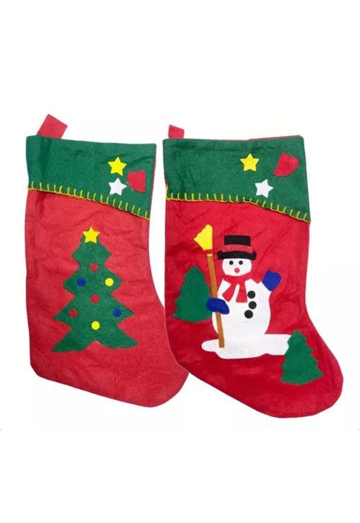 Pack x6 botas navideñas colgantes decorativas color rojo-2