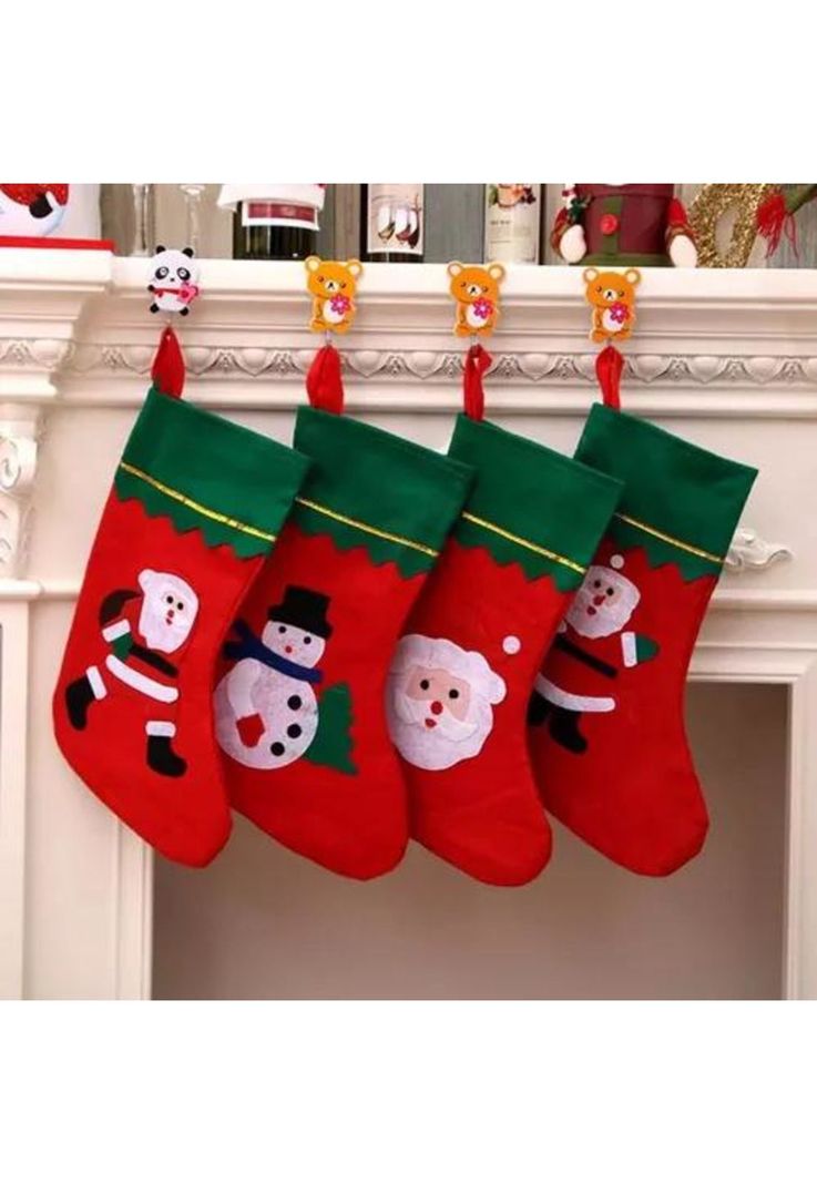 Pack x6 botas navideñas colgantes decorativas color rojo-4