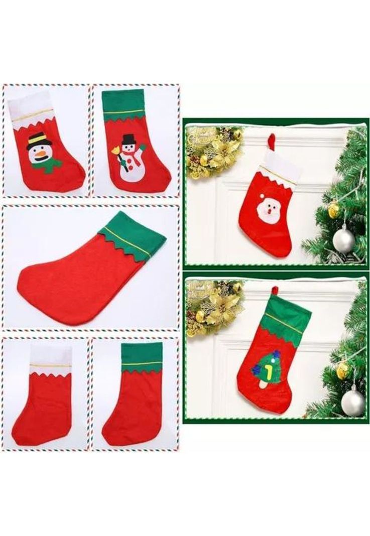 Pack x6 botas navideñas colgantes decorativas color rojo-5