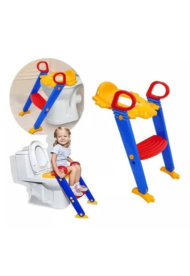 Asiento Adaptador Escalera - Inodoro WC para Niños, Color Amarillo-2