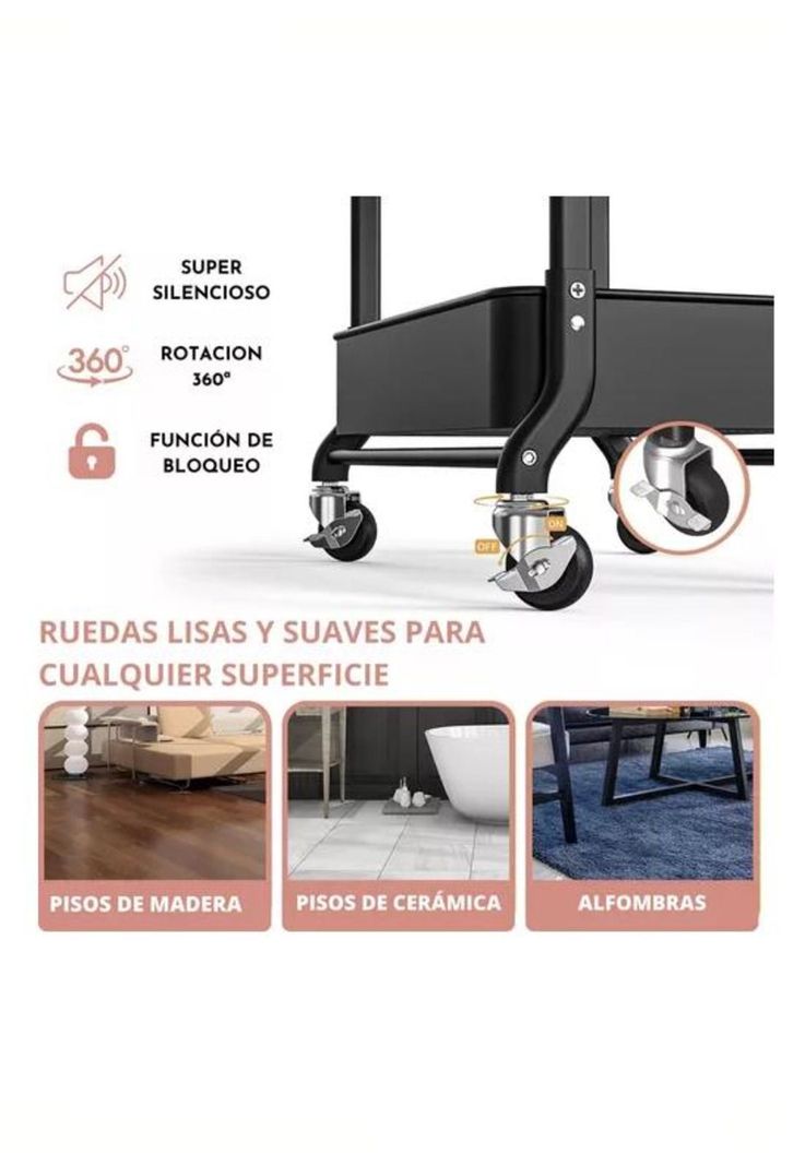 Organizador Carro Plegable Multiuso 3 Niveles Negro-3