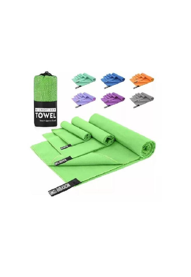 Toallas de microfibra, toalla deportiva, 3 piezas, verde-2