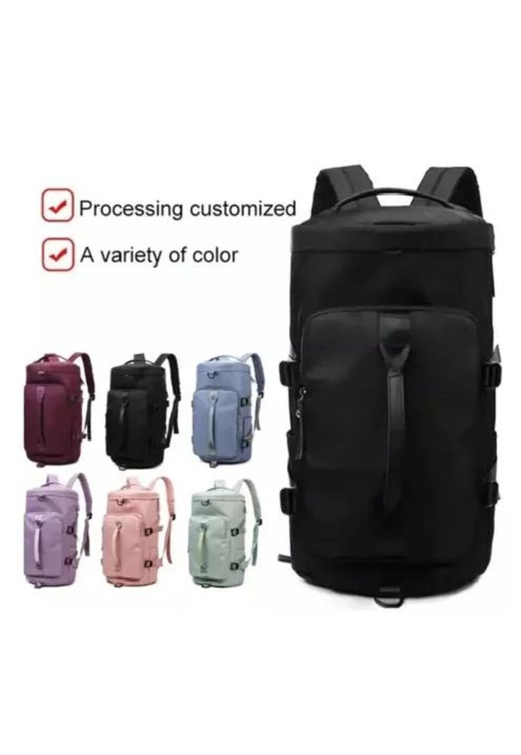 Bolso de Viaje Impermeable - Mochila Multiusos - Hombro para Gimnasio - Color Negro-3