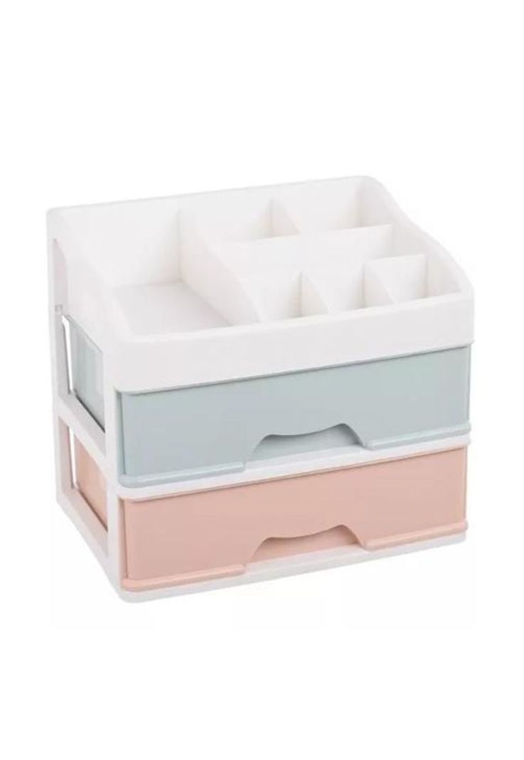 Organizador de cosméticos con 2 cajones para maquillaje, color transparente-0