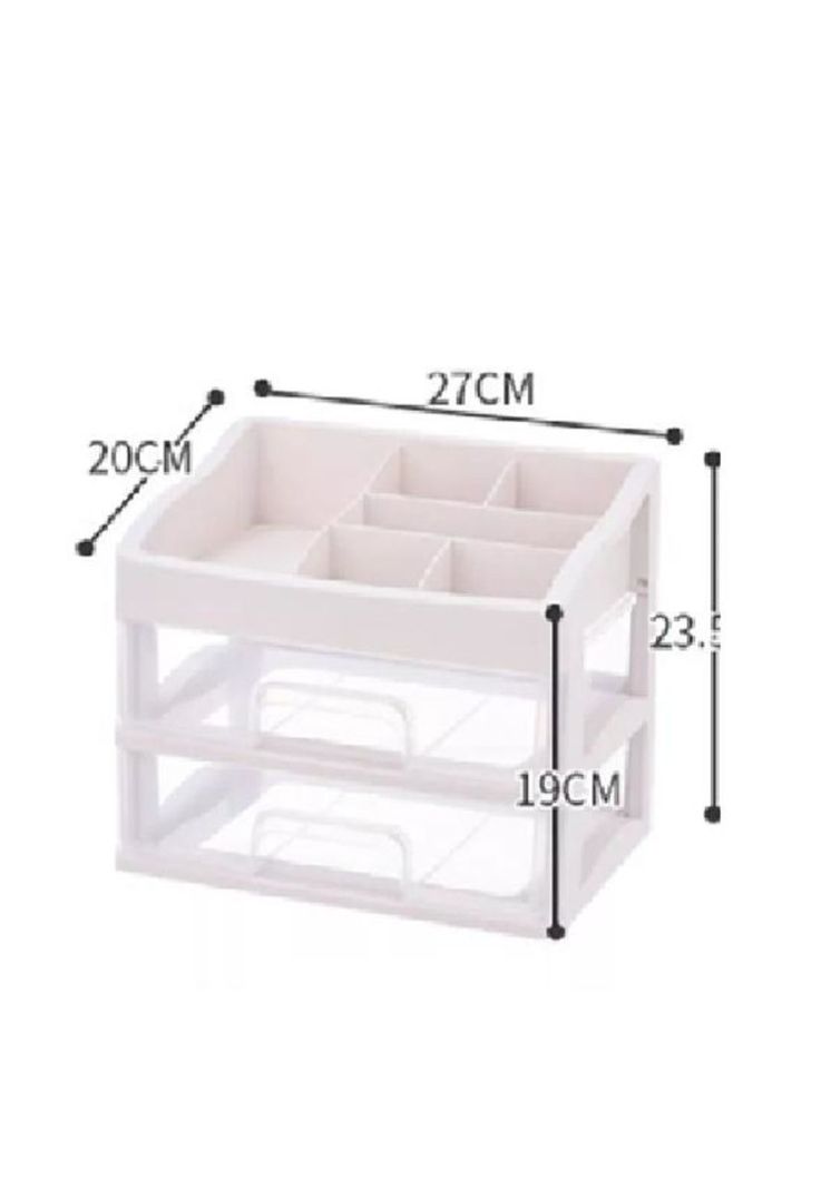 Organizador de cosméticos con 2 cajones para maquillaje, color transparente-1