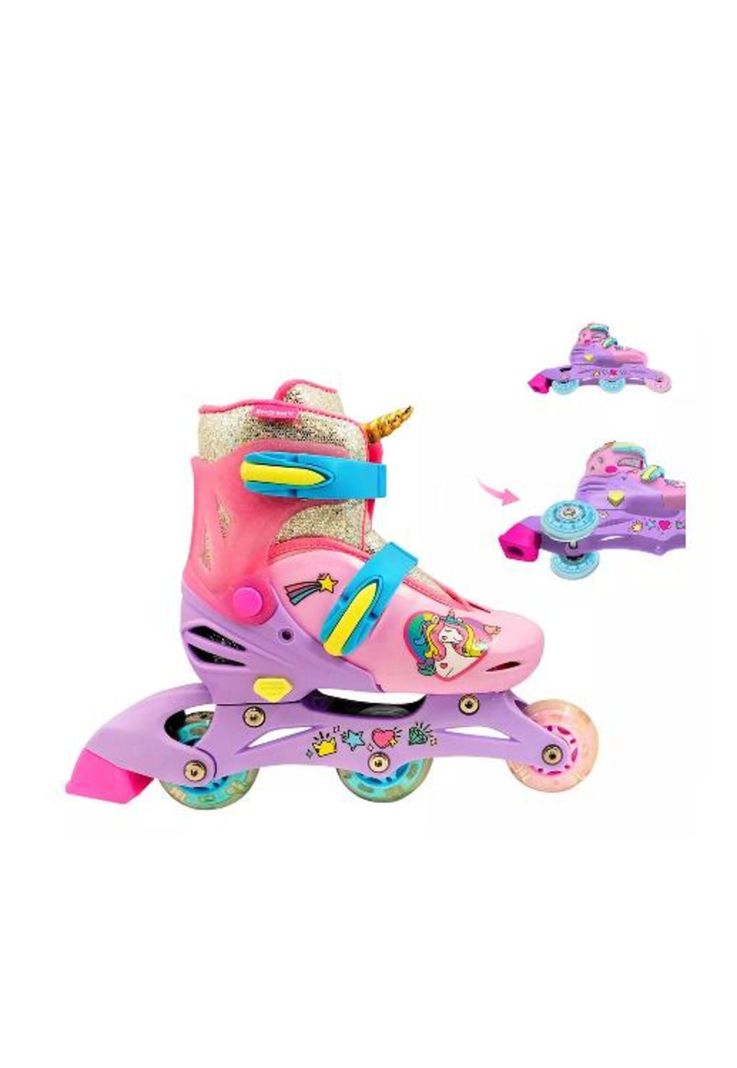 Patines 2 en 1, 3 ruedas talla 29 a 33, rosado-1