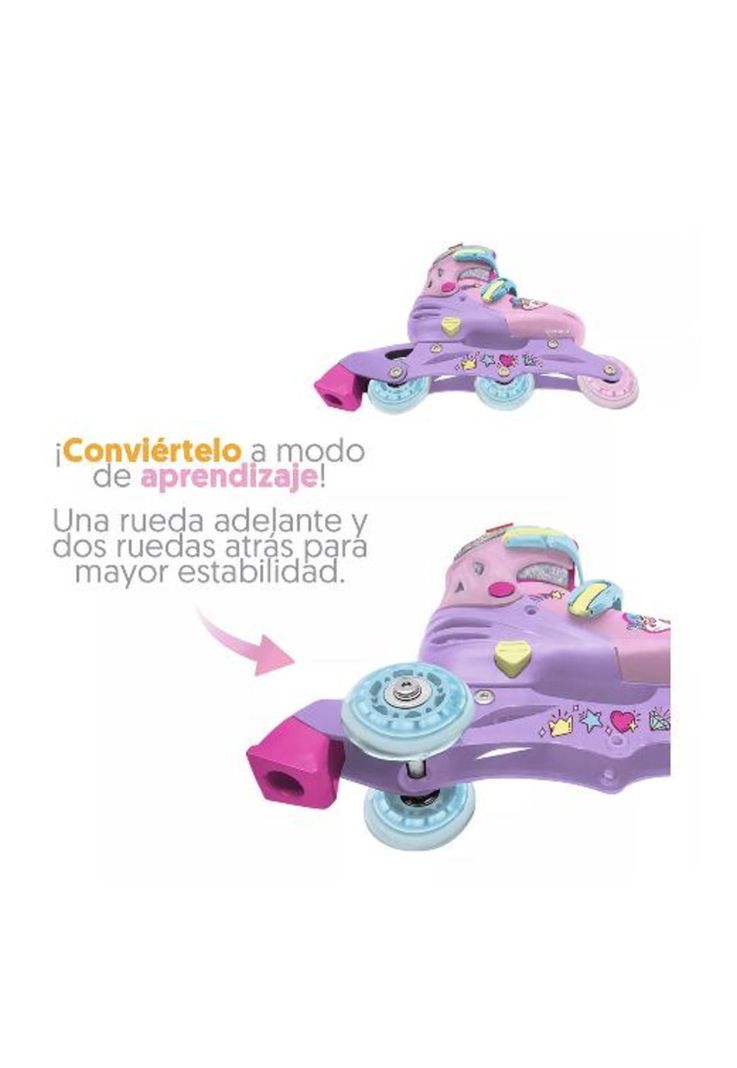 Patines 2 en 1, 3 ruedas talla 29 a 33, rosado-3