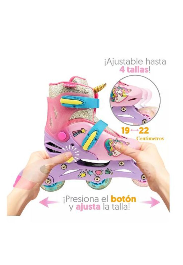 Patines 2 en 1, 3 ruedas talla 29 a 33, rosado-4