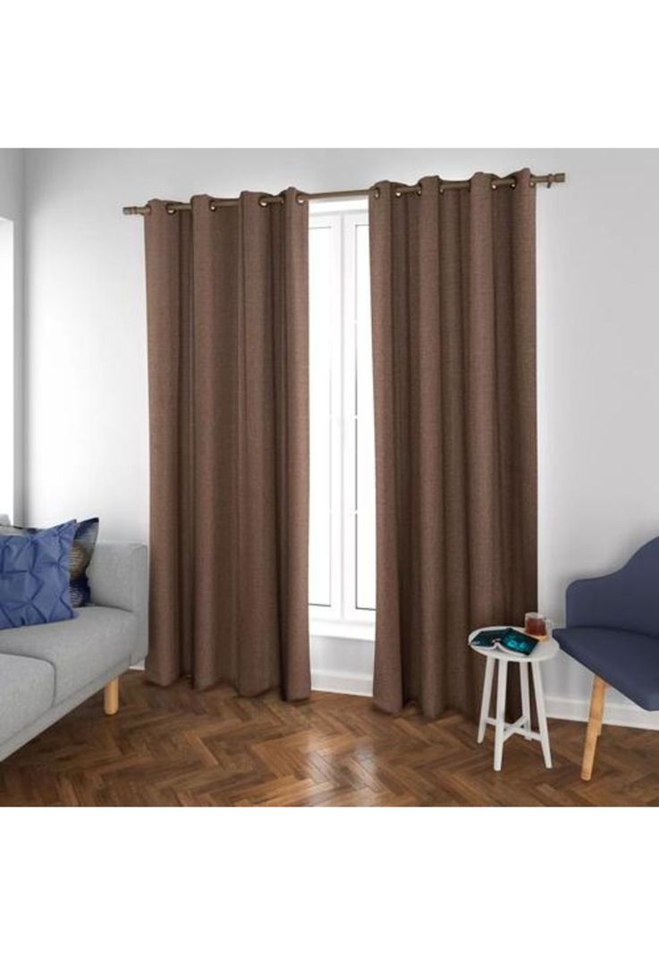 Set blackout 2 piezas térmico textura 140x220 cm, café-1