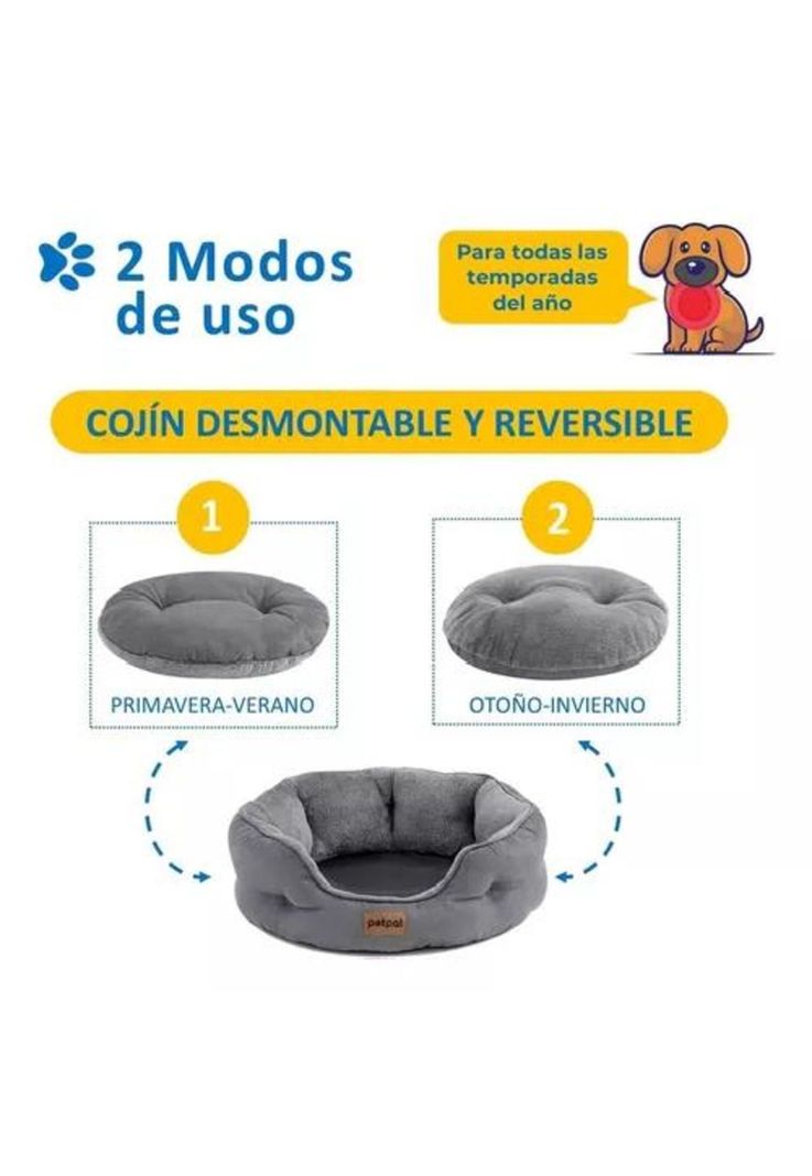 Cama ultrasuave antiestrés para mascotas perros y gatos gris-1