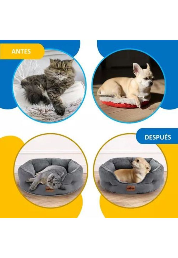 Cama ultrasuave antiestrés para mascotas perros y gatos gris-5