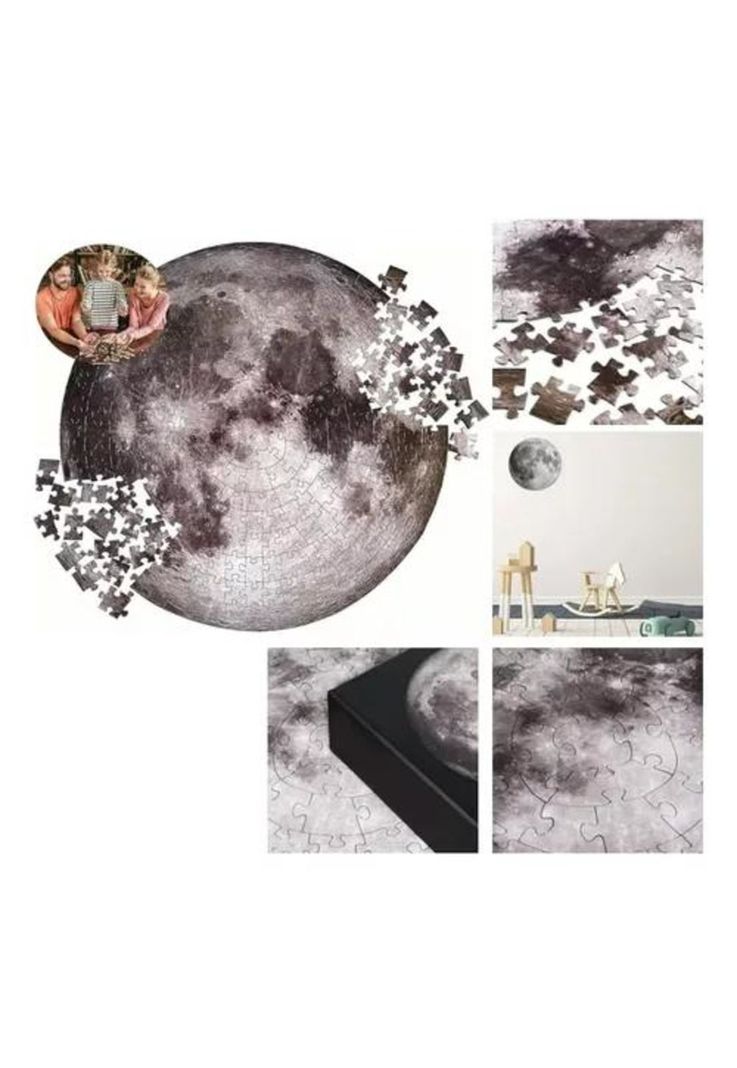 Rompecabezas redondo luna pcs juguete educativo gris-5