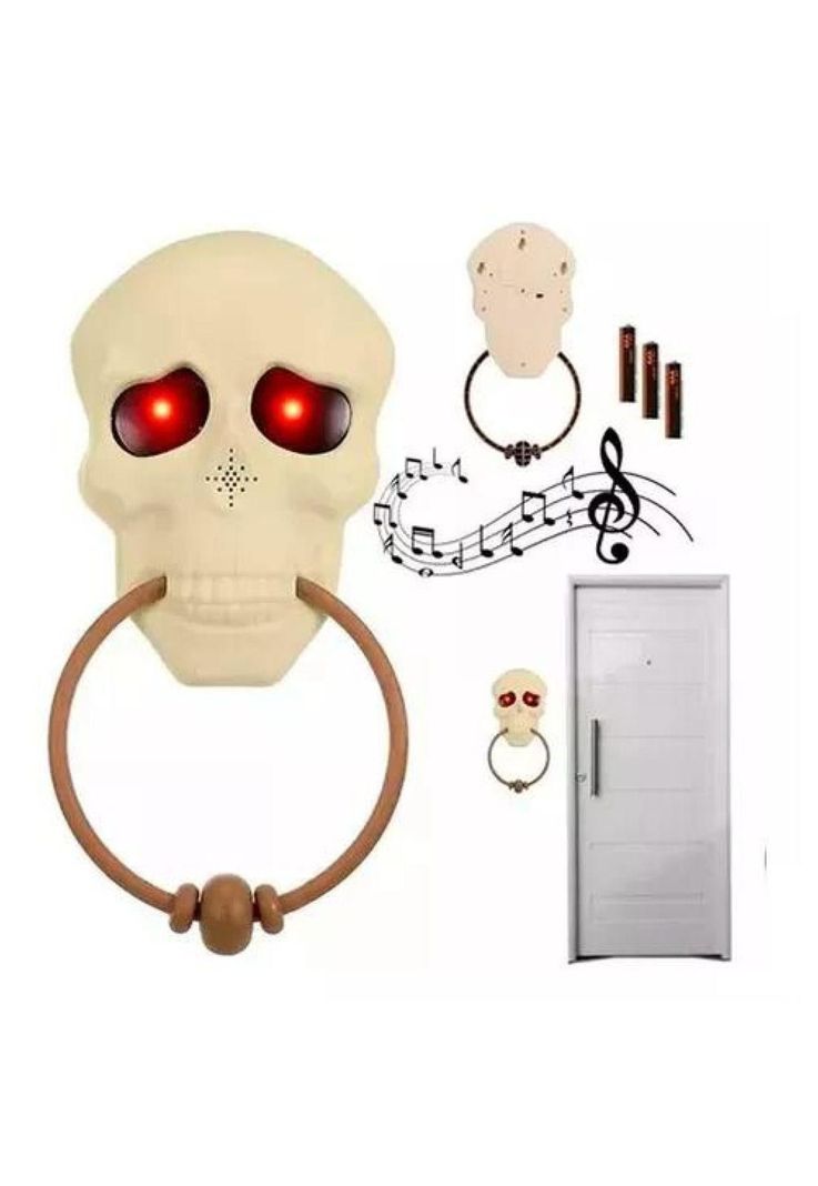 Timbre para puerta, decoración de Halloween, terror color blanco-0
