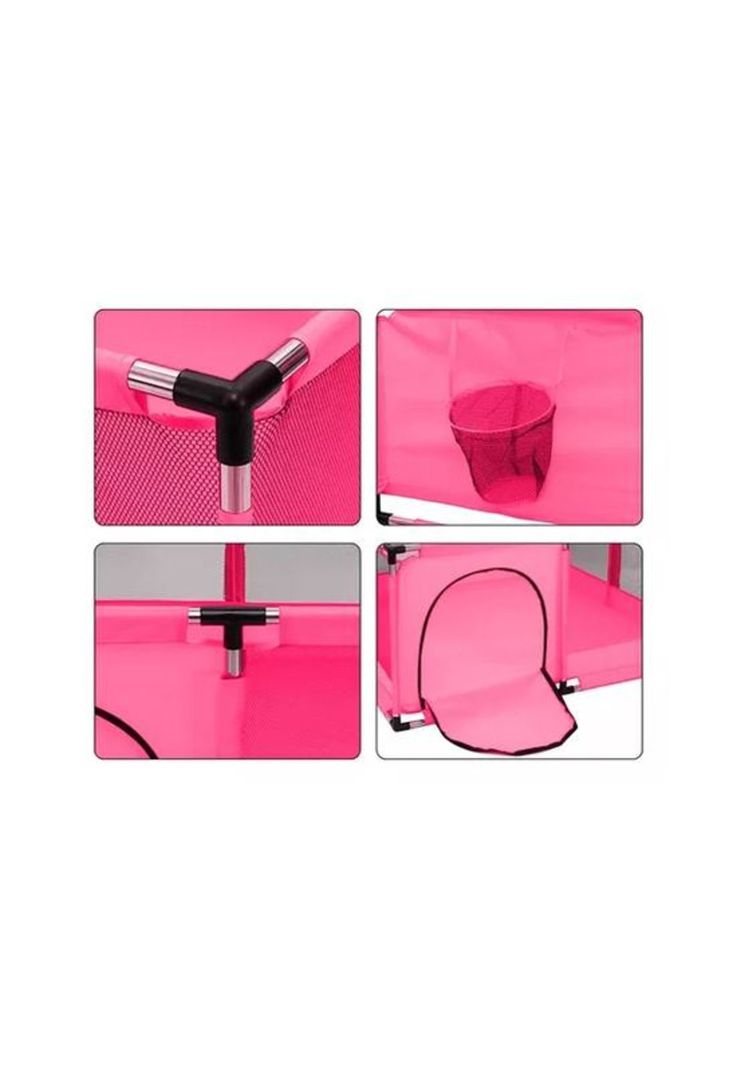 Corralito plegable para bebé, corral de seguridad, rosado-1