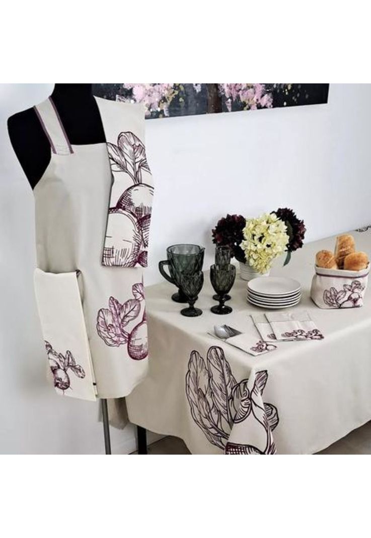 Mantel betarraga estampado 160x300 cm, beige-1