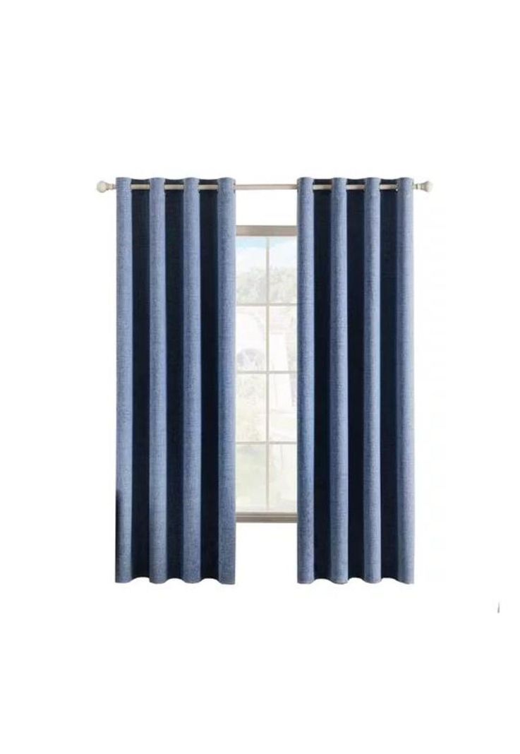 Cortina Blackout 100% 2 Paños 140x220cm Textura Lino Denim-0
