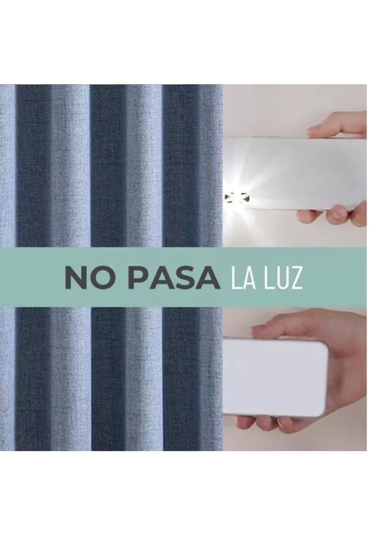 Cortina Blackout 100% 2 Paños 140x220cm Textura Lino Denim-2