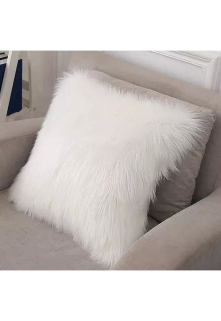 Fundas de cojín peluditas 45x45 cm color blanco-1